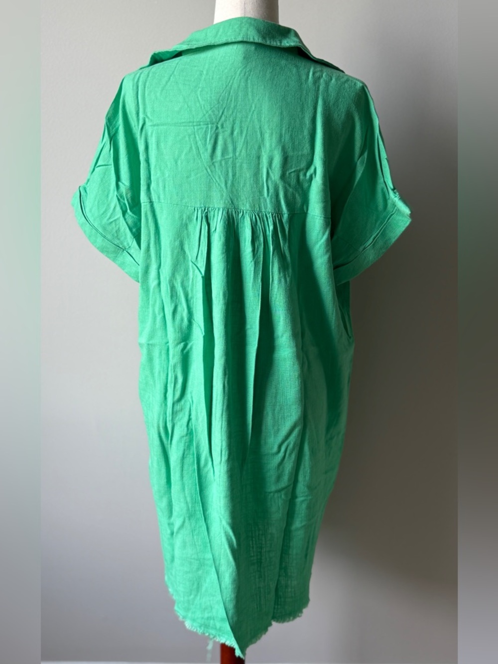 Umgee Bright Green Short-Sleeve Summer Dress/Swim Coverup Tunic - Picture 4 of 6